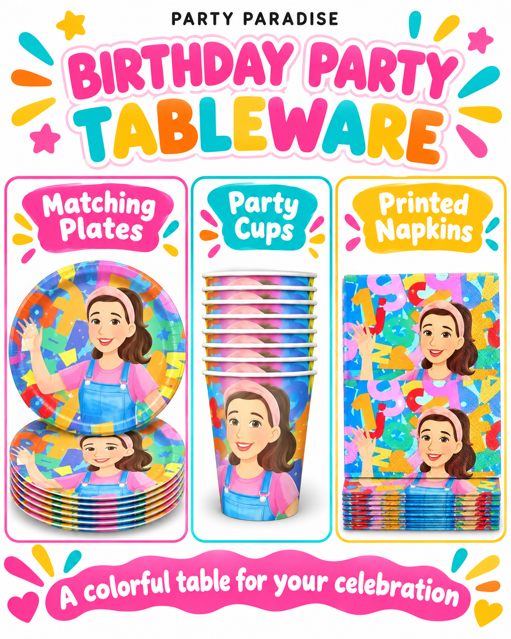 English Teacher Dinner Plate Set for birthdays party celebration 30PCS Party Bundle Kit