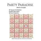 Double-Sided Two-Tone Square Foil Balloons Grid Background Wall for Party 19inch Squares, 25PCS