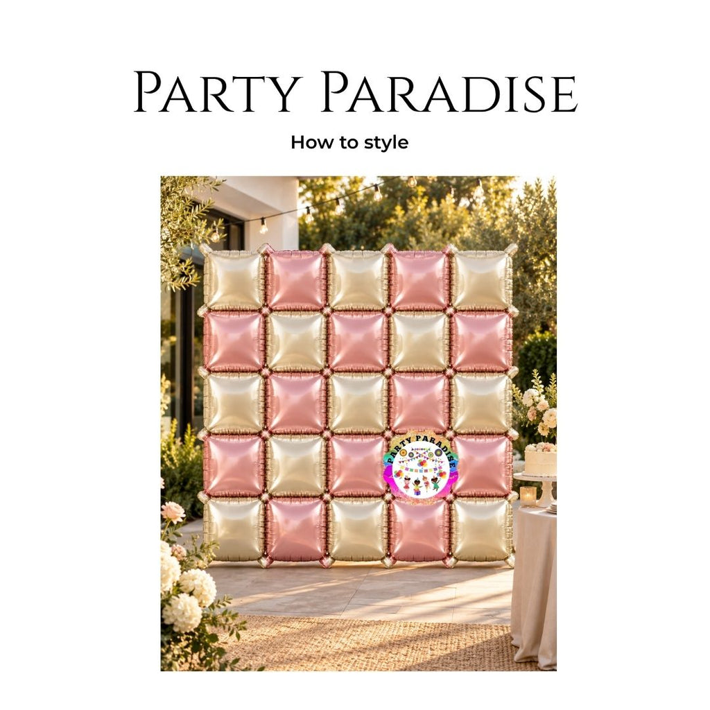 Double-Sided Two-Tone Square Foil Balloons Grid Background Wall for Party 19inch Squares, 25PCS