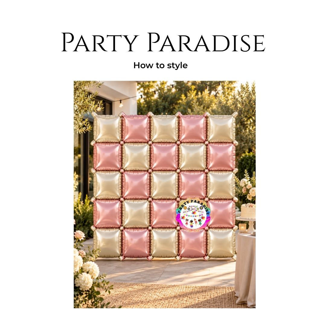 Double-Sided Two-Tone Square Foil Balloons Grid Background Wall for Party 19inch Squares, 25PCS