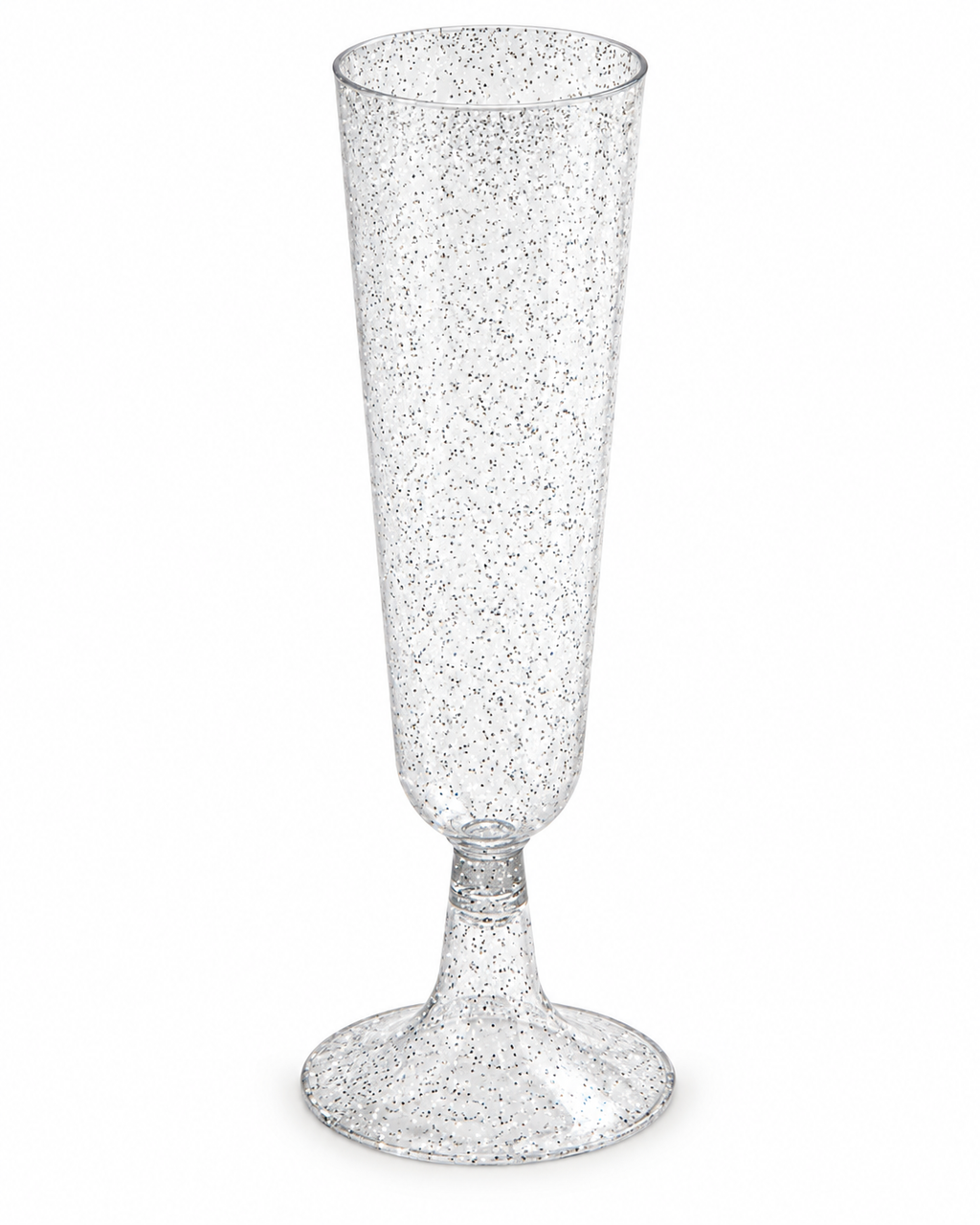 Silver Glitter Flutes 20 Pack Disposable Glasses 5oz Clear Plastic Mimosa Glasses Wedding Cocktail Cups Bulk for New Years Eve Party Supplies Engagement Birthday Decorations