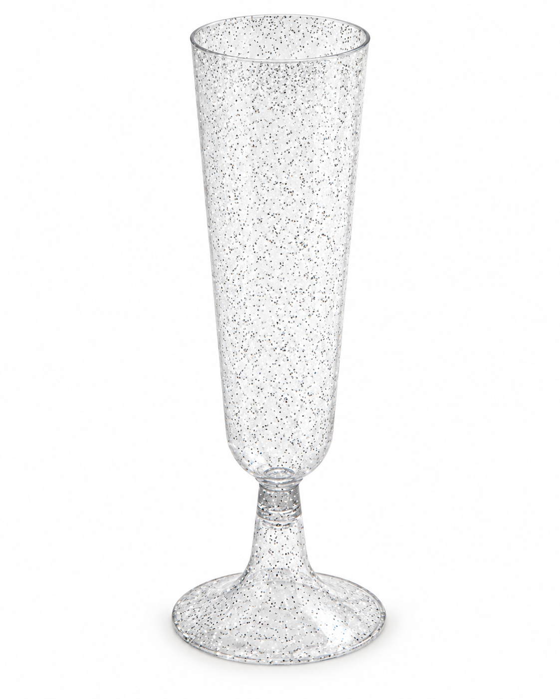 Silver Glitter Flutes 20 Pack Disposable Glasses 5oz Clear Plastic Mimosa Glasses Wedding Cocktail Cups Bulk for New Years Eve Party Supplies Engagement Birthday Decorations