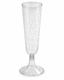 Silver Glitter Flutes 20 Pack Disposable Glasses 5oz Clear Plastic Mimosa Glasses Wedding Cocktail Cups Bulk for New Years Eve Party Supplies Engagement Birthday Decorations