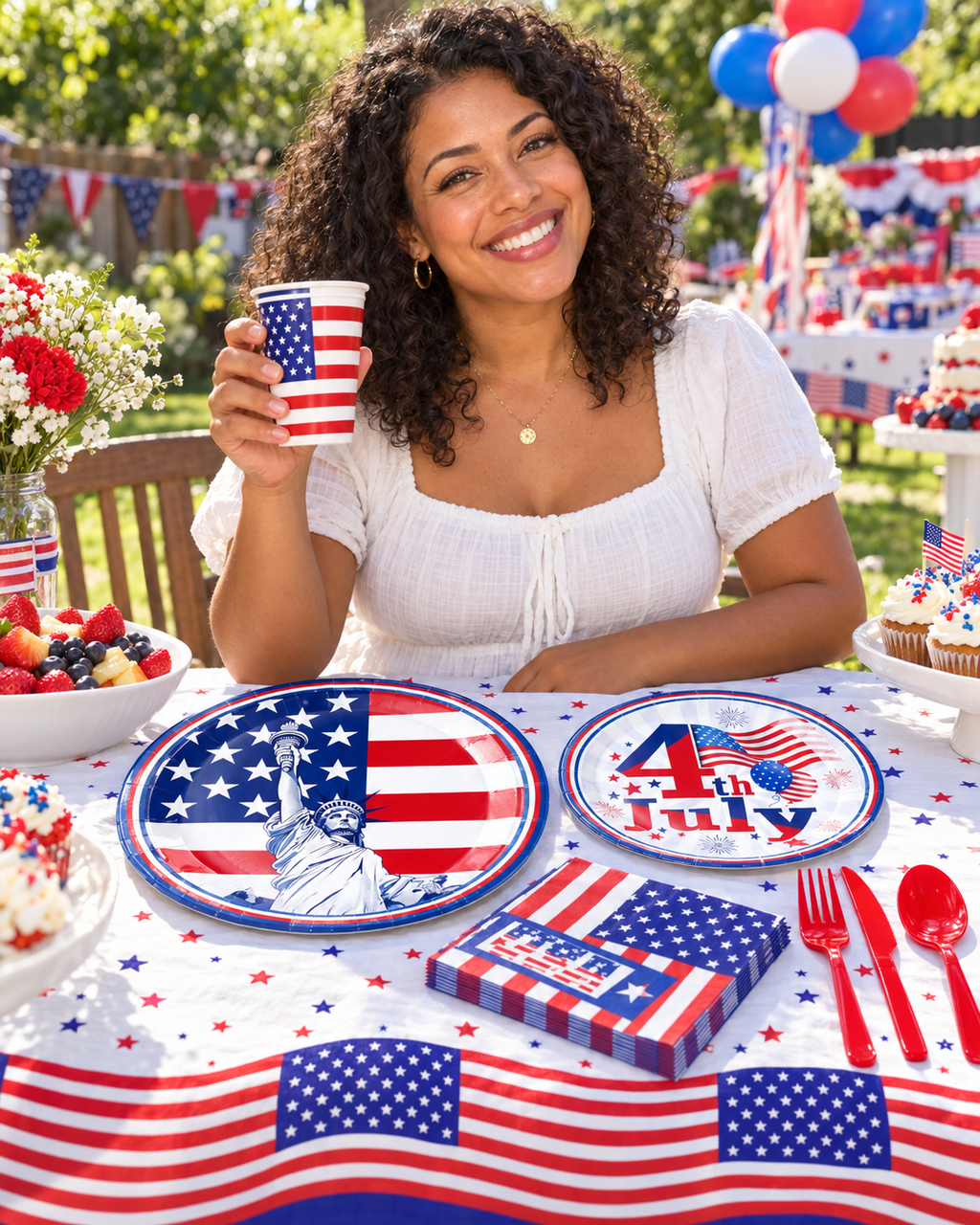 4th July Tableware Sets 91pcs for American Independence Day Party Complete Party Bundle Kits