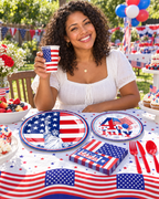 4th July Tableware Sets 91pcs for American Independence Day Party Complete Party Bundle Kits