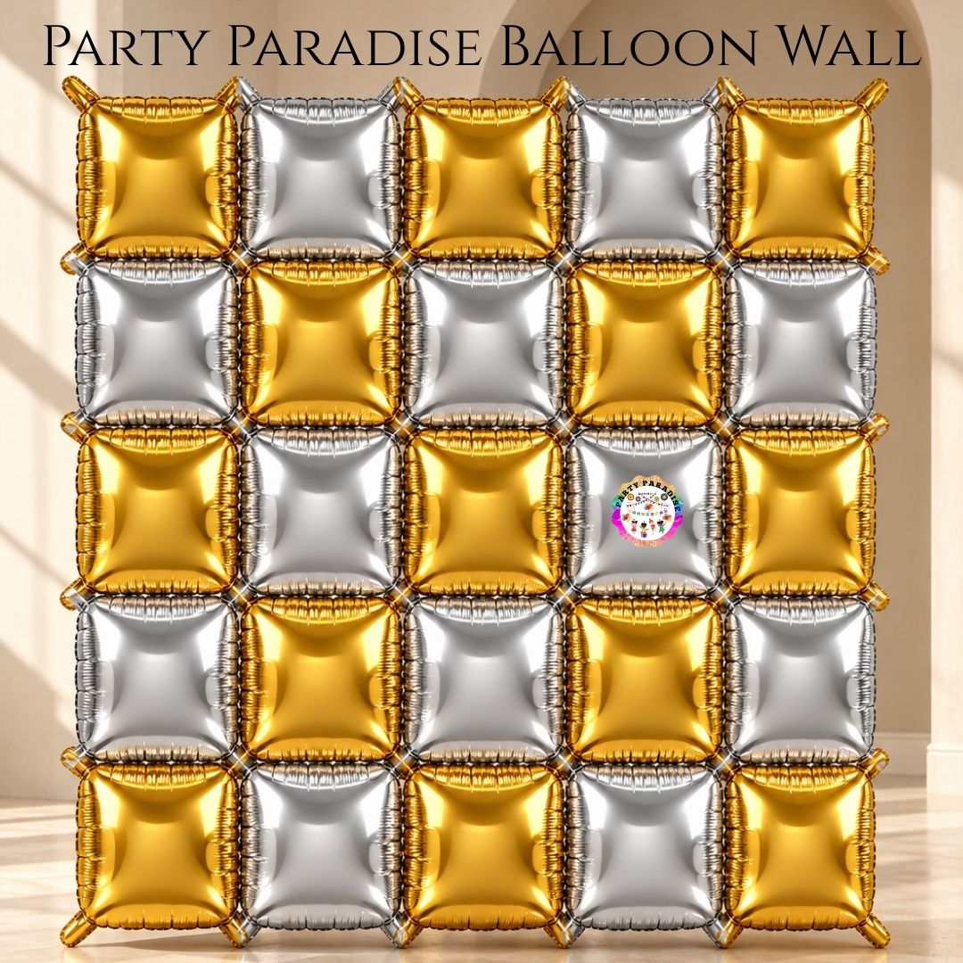 Double-Sided Two-Tone Square Foil Balloons Grid Background Wall for Party 19inch Squares, 25PCS