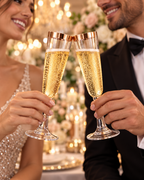 Rose Gold Rim Champagne Flute for Weddings Birthday Bridal Party 20 PCS