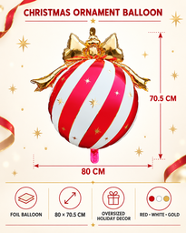 Red White and Gold Christmas Ornament Inflatable Balloons for Holiday Parties