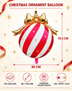 Red White and Gold Christmas Ornament Inflatable Balloons for Holiday Parties