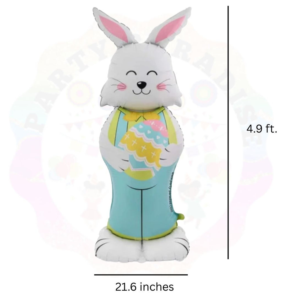 3D Easter Blue Bunny Foil Balloon LxH 21.6in x 4.9ft