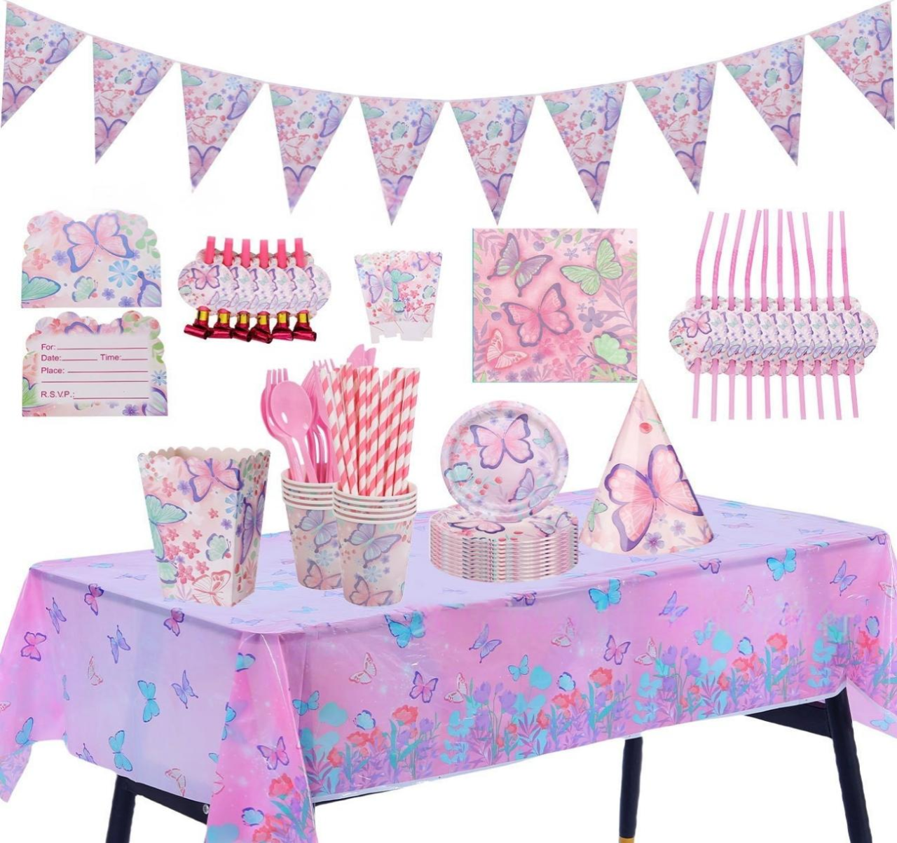 Butterfly Themed Tableware Set 142 pcs Main image