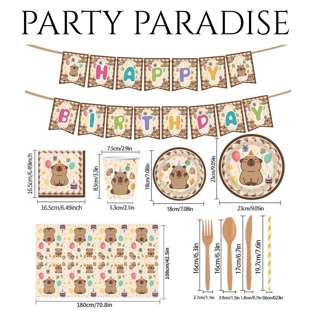 92 PCS SET Capybara Tableware Set Party Kit for Birthdays Secondary image