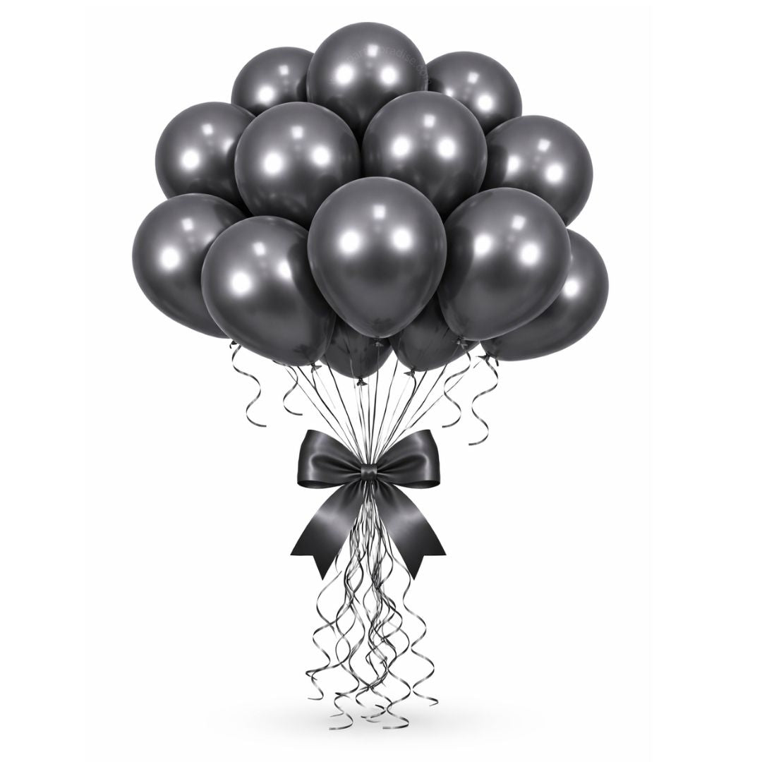 Chrome Black Balloons for Birthday, Baby Shower, Wedding, Graduation, Summer Themed Party Decorations in sizes 5"/12"/18"/36"Chrome Balloons 5in/12in/18in