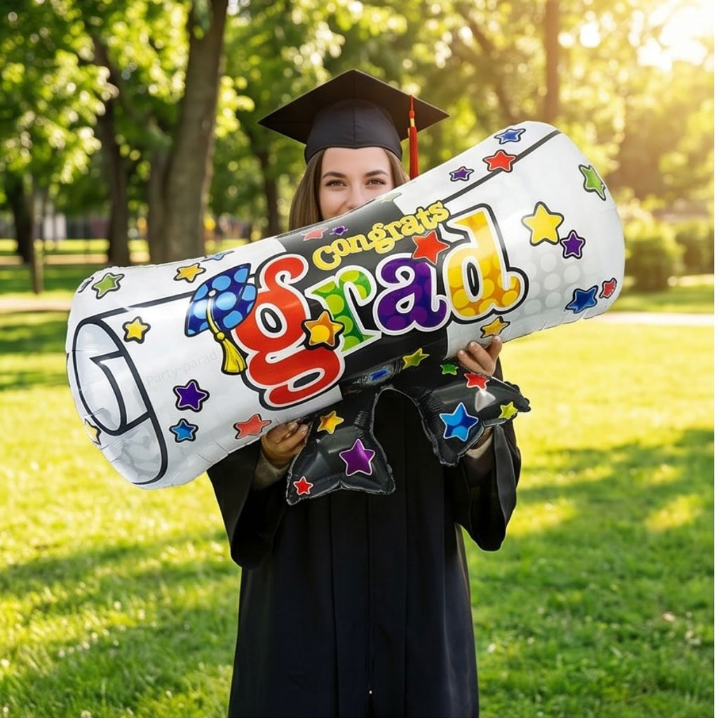 Congrats Grad 3D Graduation Scroll for High School College Grad Preschool Kindergarten Grad 33 inches x 20.5 inches