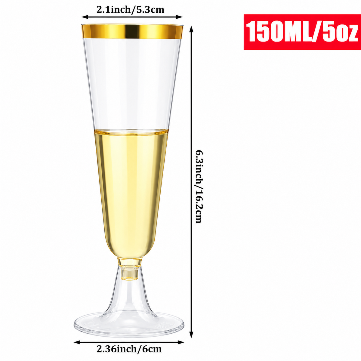 Disposable Transparent Detachable Colorful Elegant Party Wedding Bar Event Cocktail Champagne Plastic Cup 20CT