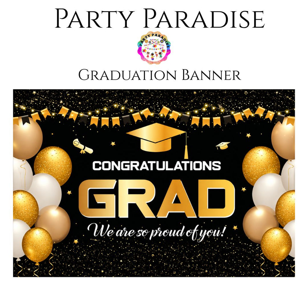 Graduation Banner for Party Congratulation GRAD banner 72x44inches, Graduation Banner Graduation Backdrop Class of 2026m Black and Gold