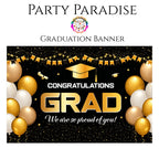 Graduation Banner for Party Congratulation GRAD banner 72x44inches, Graduation Banner Graduation Backdrop Class of 2026m Black and Gold