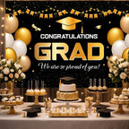 Graduation Banner for Party Congratulation GRAD banner 72x44inches, Graduation Banner Graduation Backdrop Class of 2026m Black and Gold