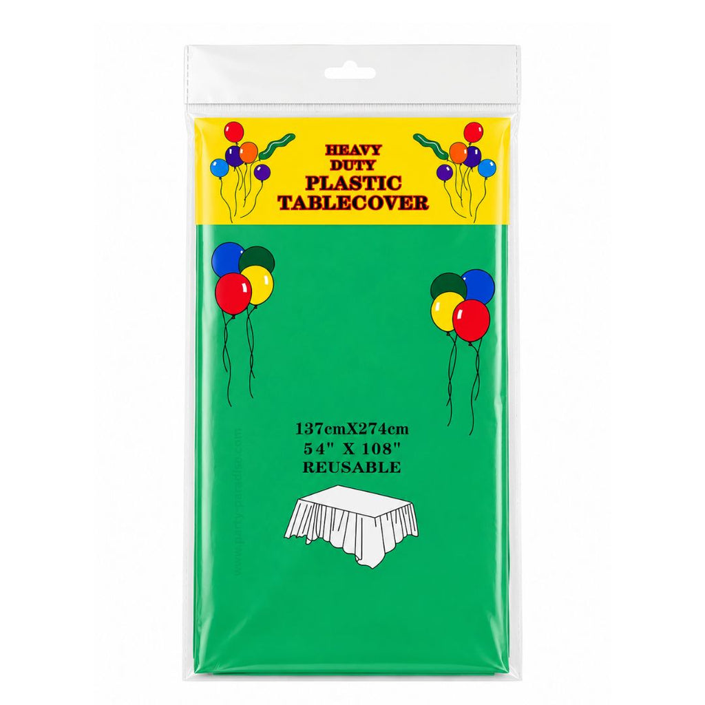 Table Covers Plastic Reusable in Green 54in x 108 in 2pk