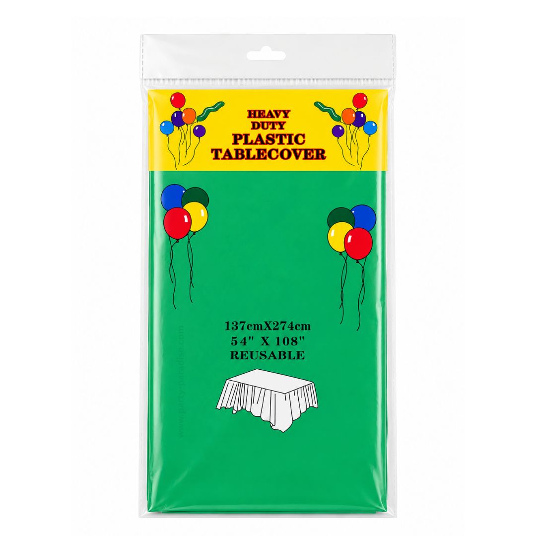 Table Covers Plastic Reusable in Green 54in x 108 in 2pk