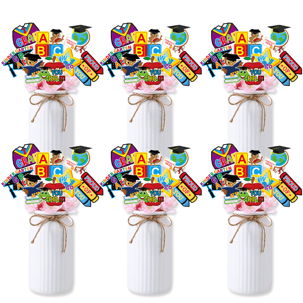 Kindergarten Graduation Party Decoration Vase Plaque Children's Graduation Decoration Supplies Vase Plugin includes 8pcs/Set