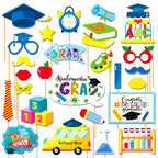 26PCS PHOTO PROPS Children's Decorations Kindergarten Graduation Season Paper Photo Frame for Photography Props-Includes 26 props