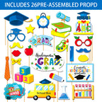 26PCS PHOTO PROPS Children's Decorations Kindergarten Graduation Season Paper Photo Frame for Photography Props-Includes 26 props