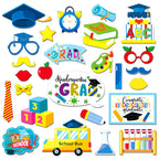 26PCS PHOTO PROPS Children's Decorations Kindergarten Graduation Season Paper Photo Frame for Photography Props-Includes 26 props