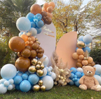 Retro Cocoa Macaron Blue Balloon Arch Garland 176 pcs for Baby Showers Bridal Parties Weddings Anniversary Prom Graduation Gender Reveal Birthdays
