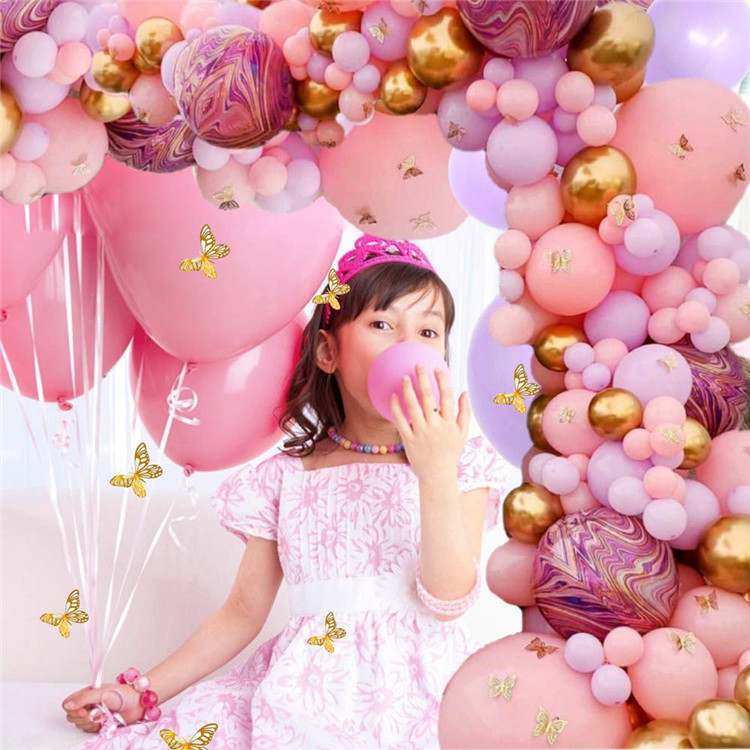 Balloon GarlandPink Purple 4D Marbling Butterfly Balloon Garland Kit 117 pcs for Birthdays Bridal Parties Baby Shower Gender Reveals Anniversary Summer Parties Garden Parties Quinceanos