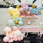 Rainbow Pastel Color 4D foil Gold Balloon Arch Garland Kit 197PCS for Birthday Garden Parties Easter Decor Summer Parties
