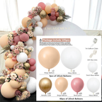 Rose Apricot White Ballon Arch Garland Kit 105 pcs for Birthday Anniversary Bridal Party Weddings Graduation Prom Baby Shower Gender Reveal