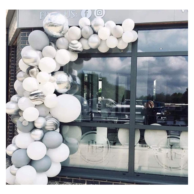 Chrome, Silver Grey Balloon Garland Arch Kit. 106 PCS for Graduation Weddings Birthdays Anniversary Baby Shower Bridal Shower Gender Reveal