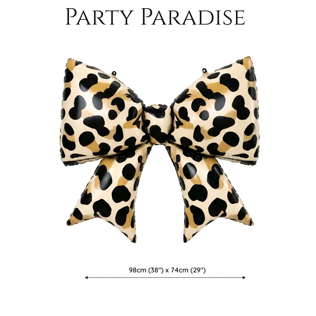 Leopard Bow Balloons 38 Inch x 29-inch Bow Foil Mylar Balloons, Coquette Balloon for Girl Birthday Gender Reveal Baby Shower Wedding Decorations (Pink-38 Inch)