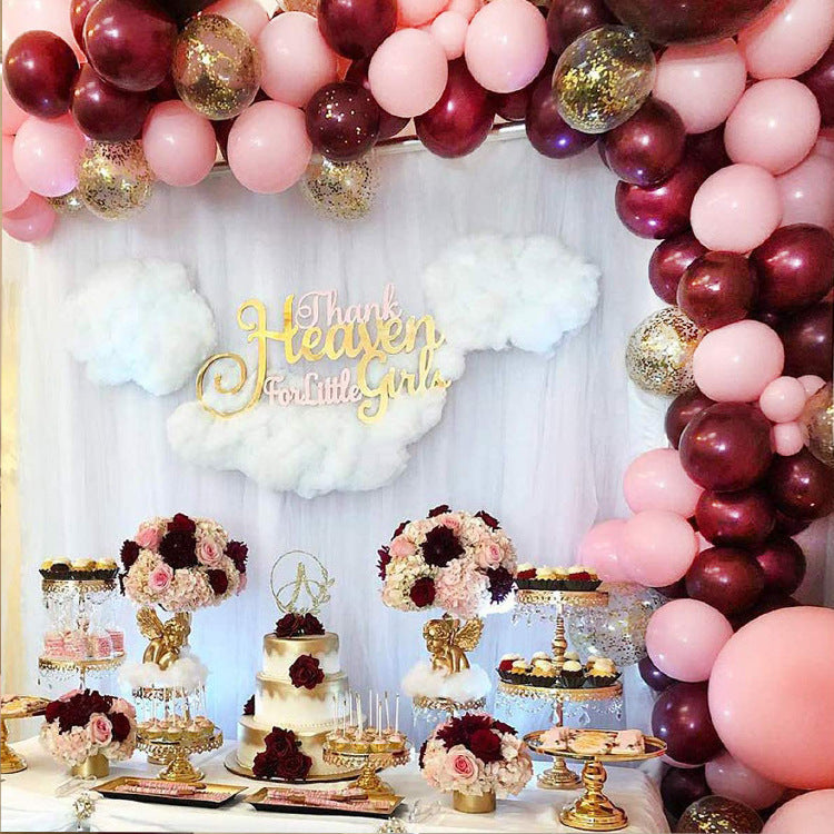 Double Layer burgundy Confetti Gold Balloon Garland Kit 137 pcs for Birthday Baby Shower Gender Reveals Anniversary Graduation Prom Bridal Party