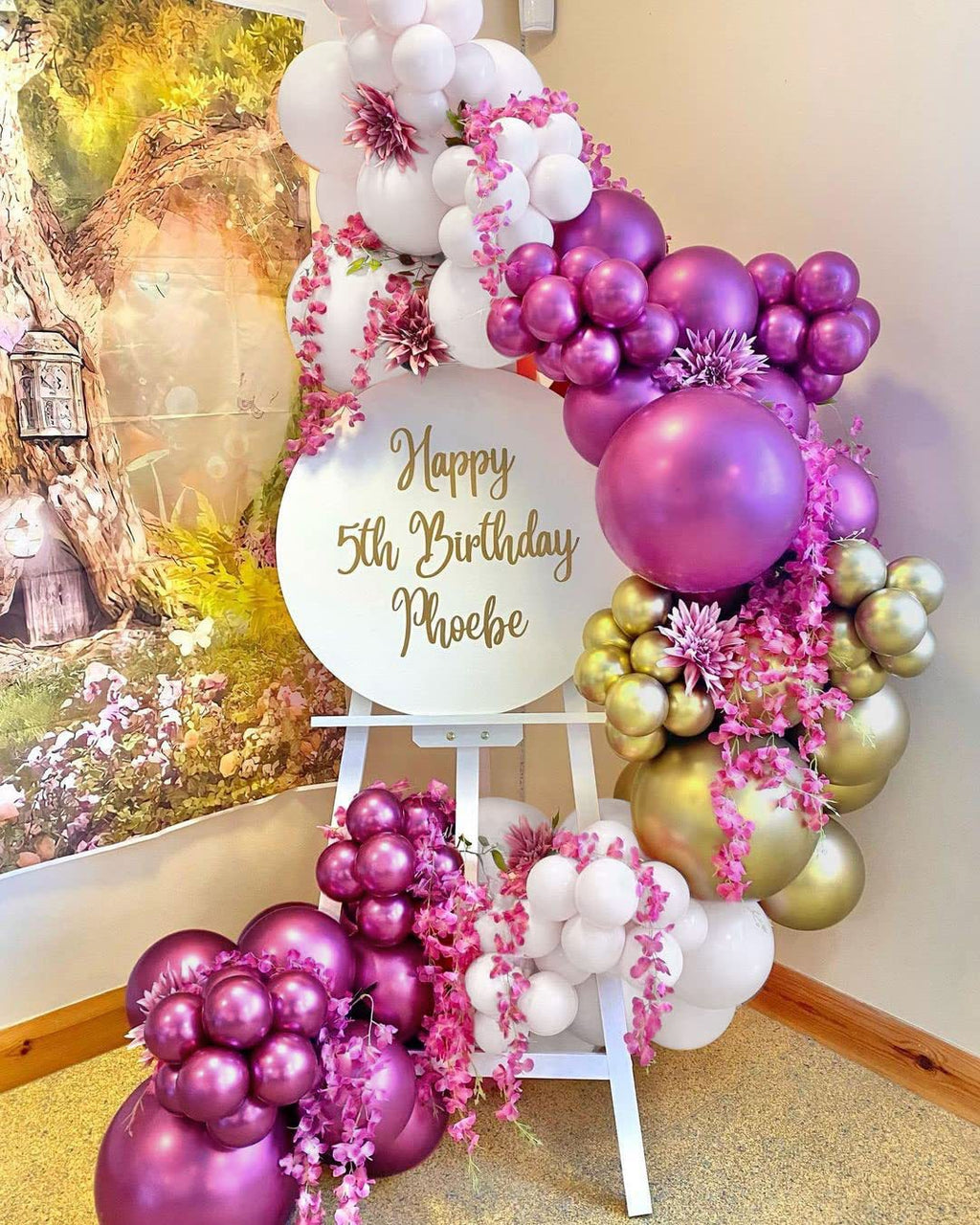 Chrome Magenta and Gold Balloon Arch Kit 127 pcs for Weddings Birthday Graduation Bridal Party Baby Shower Gender Reveal