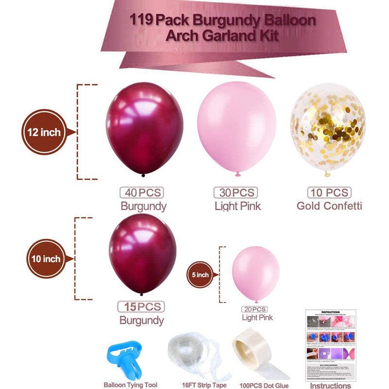 Double Layer burgundy Confetti Gold Balloon Garland Kit 137 pcs for Birthday Baby Shower Gender Reveals Anniversary Graduation Prom Bridal Party