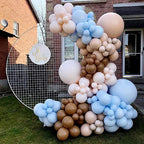 Retro Cocoa Macaron Blue Balloon Arch Garland 176 pcs for Baby Showers Bridal Parties Weddings Anniversary Prom Graduation Gender Reveal Birthdays
