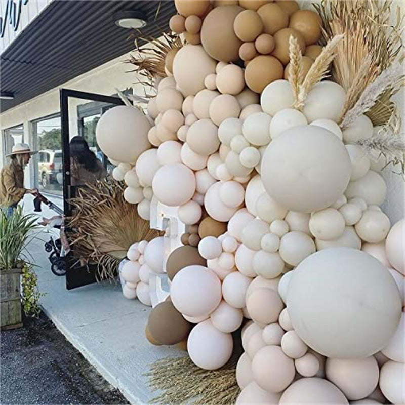 Matte White Retro Cocoa Balloon Garland Kit 126 pcs for Birthdays Baby Shower Anniversary Weddings Bridal Shower Graduation