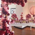 Double Layer burgundy Confetti Gold Balloon Garland Kit 137 pcs for Birthday Baby Shower Gender Reveals Anniversary Graduation Prom Bridal Party