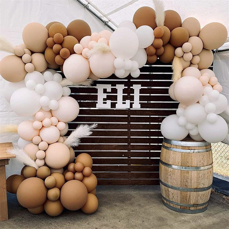 Matte White Retro Cocoa Balloon Garland Kit 126 pcs for Birthdays Baby Shower Anniversary Weddings Bridal Shower Graduation