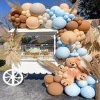 Retro Cocoa Macaron Blue Balloon Arch Garland 176 pcs for Baby Showers Bridal Parties Weddings Anniversary Prom Graduation Gender Reveal Birthdays