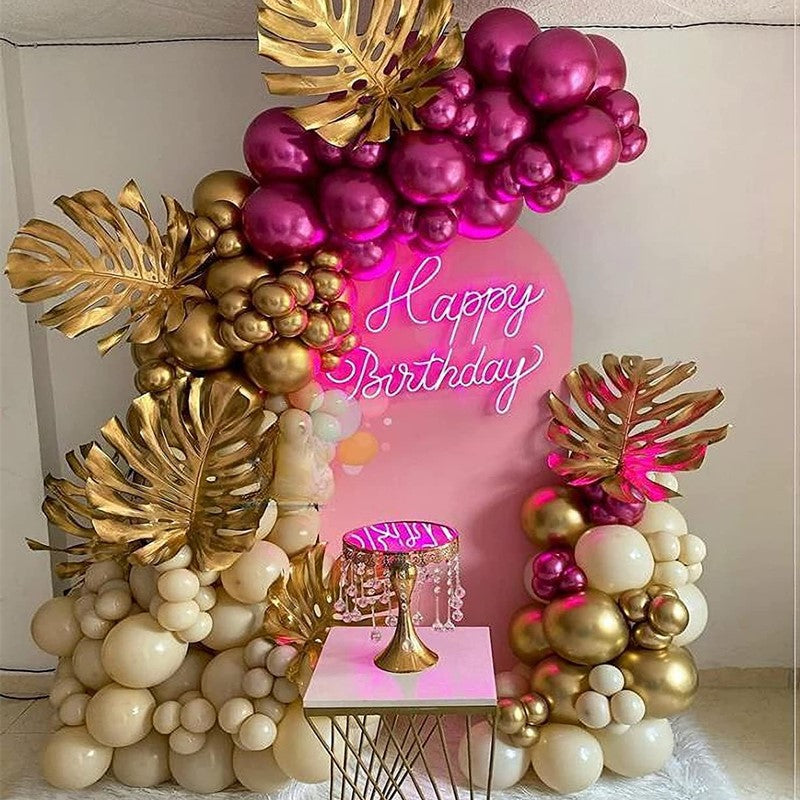 Chrome Magenta and Gold Balloon Arch Kit 127 pcs for Weddings Birthday Graduation Bridal Party Baby Shower Gender Reveal