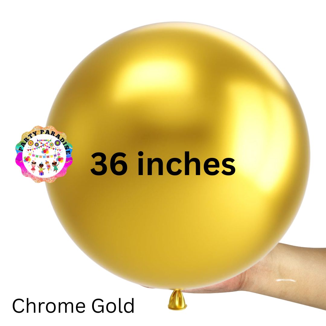 Chrome Gold Balloons for Birthday, Baby Shower, Wedding, Graduation, Summer Themed Party Decorations in sizes 5"/12"/18"/36"