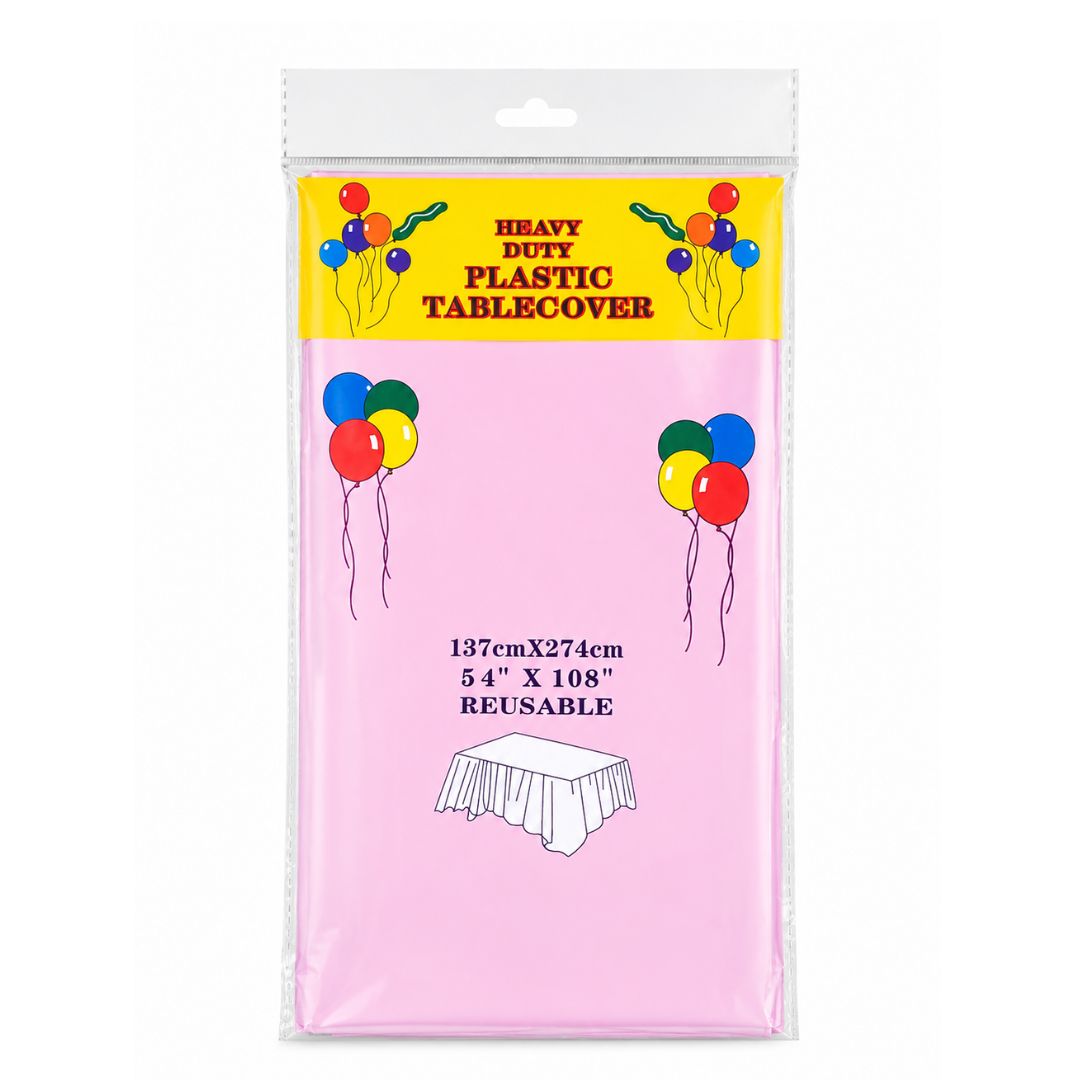 Plastic Table covers reusable in Pink-2pack Main image