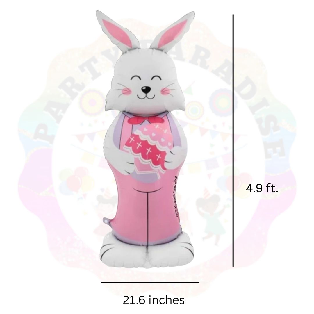 3D Easter Pink Bunny Foil Balloon LxH 21.6 inches x4.9 feet Secondary image