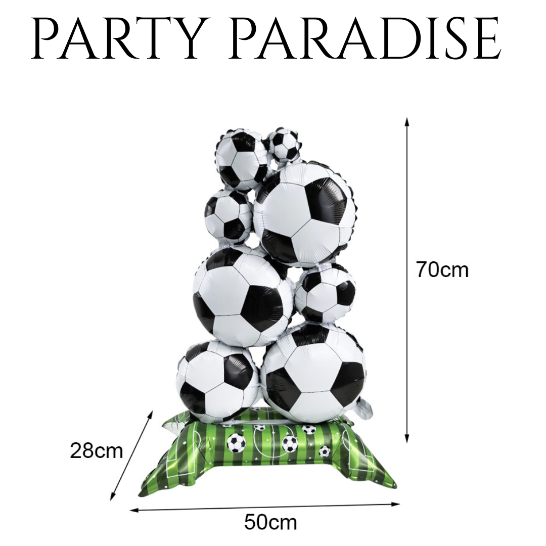 Giant Standing Soccer Ball Balloon Tower - 33"x59" Self-Supporting Football Foil Balloon with Green Field Base for Birthday Party, Sports Event, World Cup, Game Day Event Decorations Secondary image