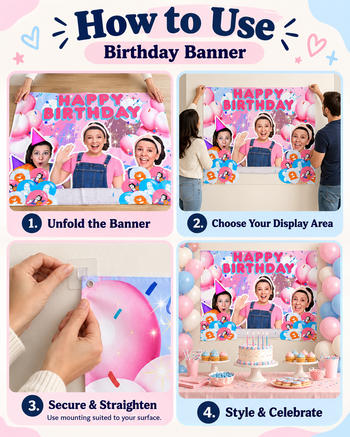 English Teacher Happy Birthday Banner 5' x 3' for Birthdays Party Kids Celebration