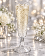 Silver Glitter Flutes 20 Pack Disposable Glasses 5oz Clear Plastic Mimosa Glasses Wedding Cocktail Cups Bulk for New Years Eve Party Supplies Engagement Birthday Decorations