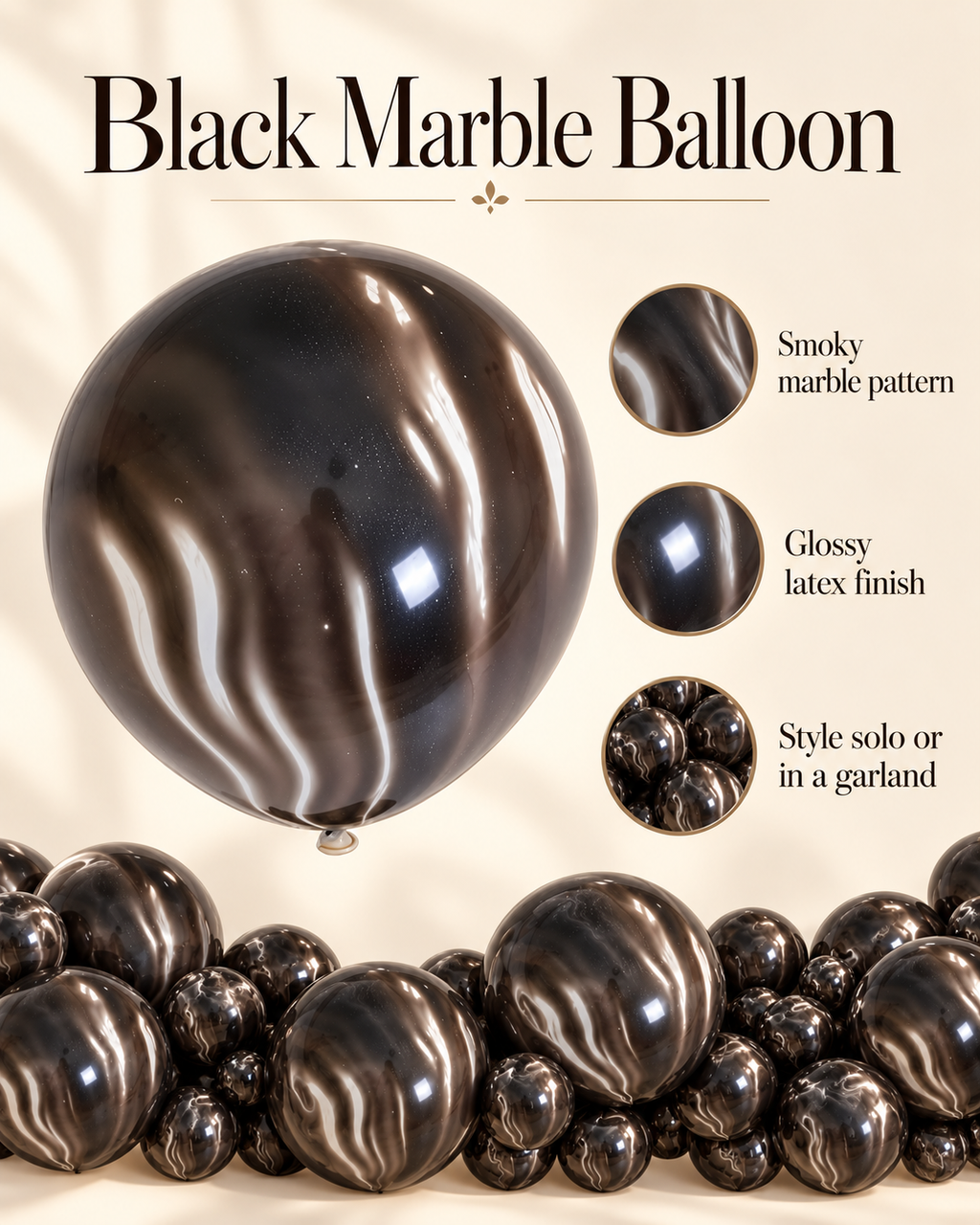 Black agate (Marble) Balloons 12in 100pk For Birthdays Parties Weddings Anniversary Corporate Events Holiday Celebrations